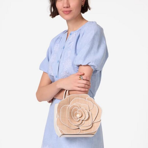 Kate Spade Flora 3D Rose Straw Crossbody KK969 NWT $449 - Picture 4 of 8